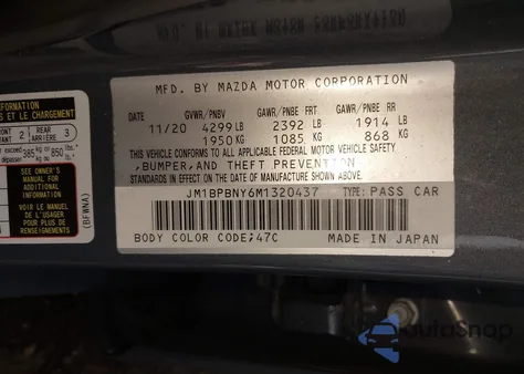 2021 Mazda Mazda3 Hatchback 2.5 Turbo Premium Plus z USA, uszkodzony, nr VIN JM1BPBNY6M1320437